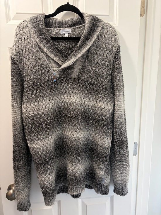 Calvin Klein Sweaters - Calvin Klein Gray Ombre Shawl-Collar Zip Cozy Women's Sweater